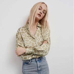 ZARA Silk Patterned button down blouse
